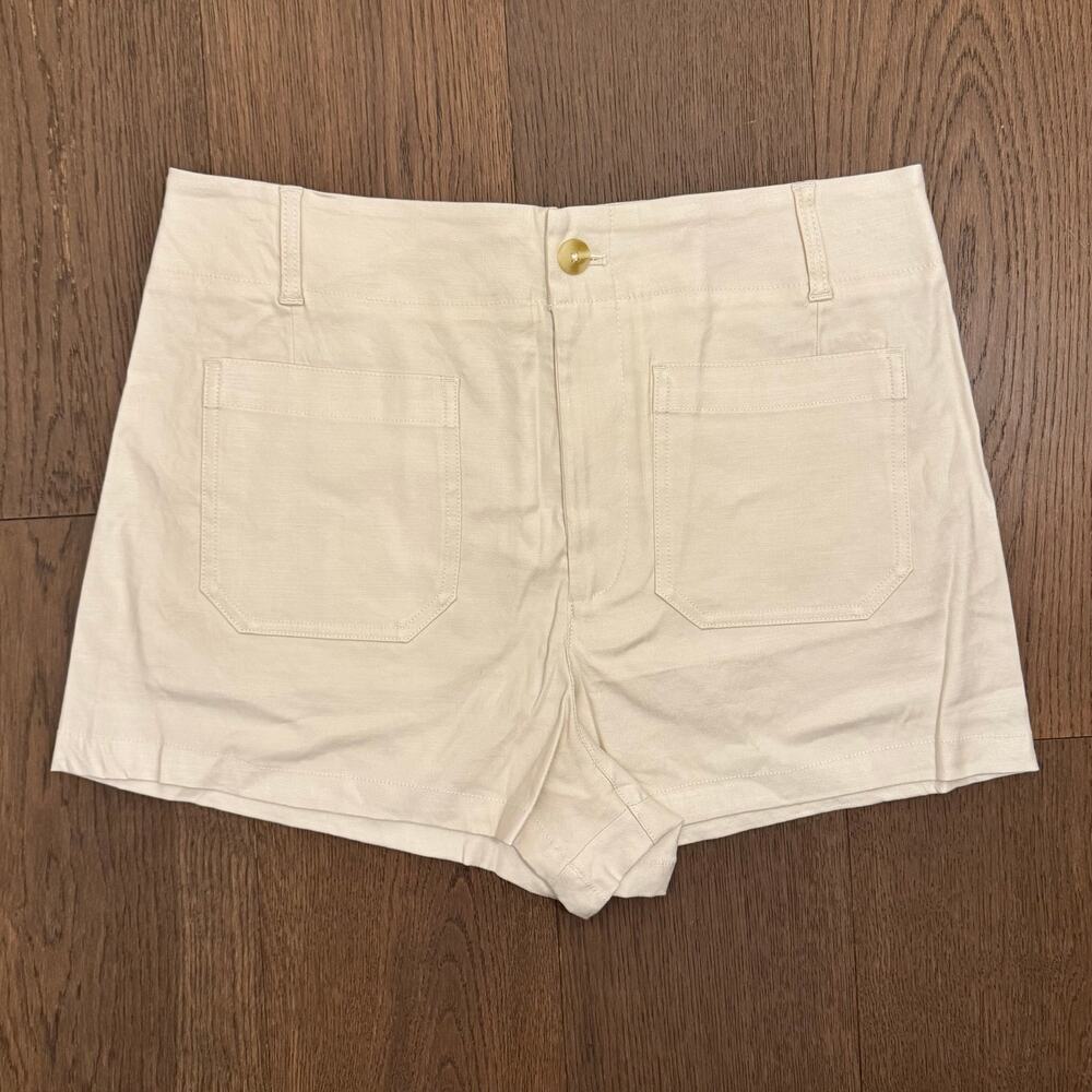 Maeve Anthropologie Colette Linen Blend Shorts Ivory Size 32 NWT